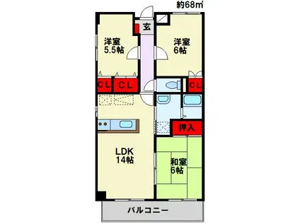 ネオパトスSI(3LDK/7階)の間取り写真