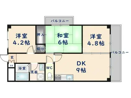 カーサフィオーレ壱番館(3DK/4階)の間取り写真
