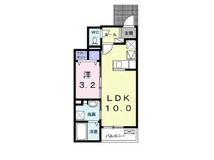 ヴェルテス弐番館(1LDK/1階)の間取り写真