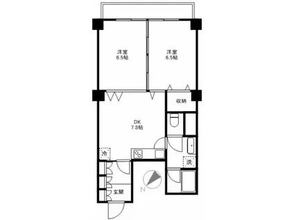 シティ市ヶ谷(2DK/6階)の間取り写真