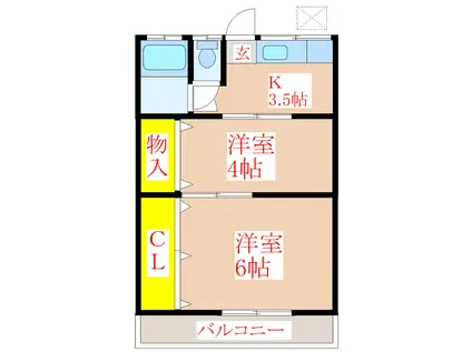 プレサージュII(2K/2階)の間取り写真