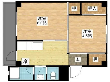 ビレッジハウス末石4号棟(2K/1階)の間取り写真