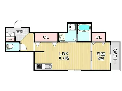 QHOUSE桑原(1LDK/2階)の間取り写真