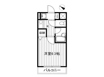 ロイヤルパレスII(1K/2階)の間取り写真