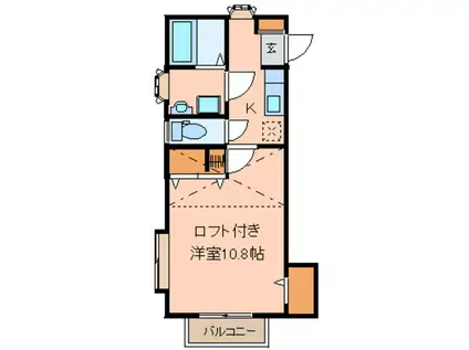 プリムヴェールV(1K/2階)の間取り写真