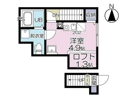 リオグランデ亀戸(ワンルーム/2階)の間取り写真