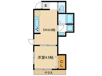 FELIZ(1DK/1階)の間取り写真