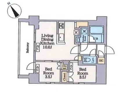 ガーデンザヴィス南蒲田(2LDK/9階)の間取り写真