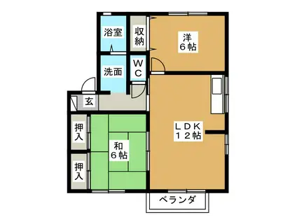 エスポワール鈴鹿A棟(2LDK/2階)の間取り写真