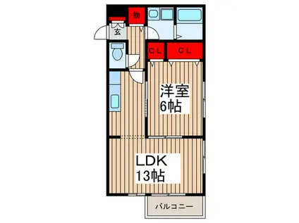 アクイラ(1LDK/1階)の間取り写真