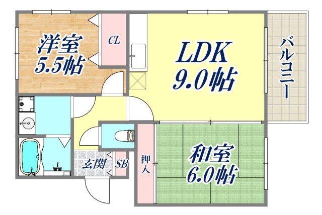 ヘーベルメゾン上祇園(2LDK/1階)の間取り写真
