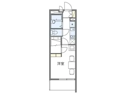 三郷中央 清(1K/2階)の間取り写真