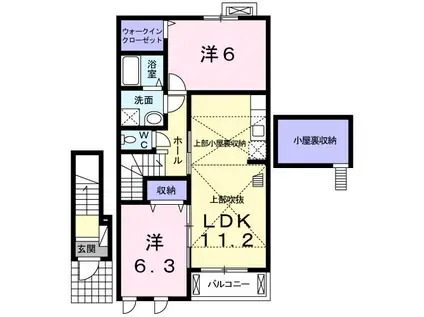 フィオーレ・カナンA(2LDK/2階)の間取り写真
