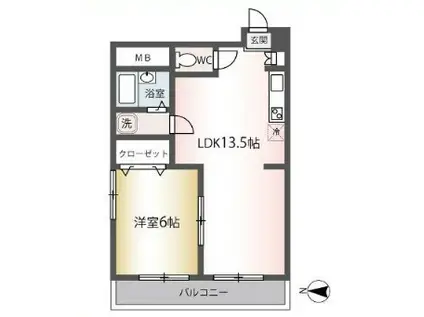 モア・ウイング(1LDK/1階)の間取り写真