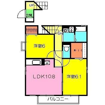 ユイット・アンI(2LDK/2階)の間取り写真