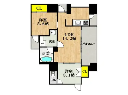 ZENII(1SLDK/4階)の間取り写真