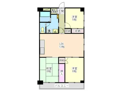 メガロン三浦海岸(3LDK/2階)の間取り写真