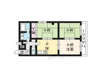 コンフォール北白川Ⅱ(3DK/3階)の間取り写真