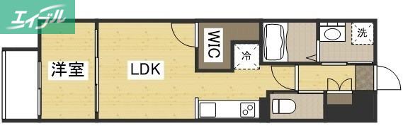 月光 岡山駅西口弐番館(1LDK/3階)の間取り写真