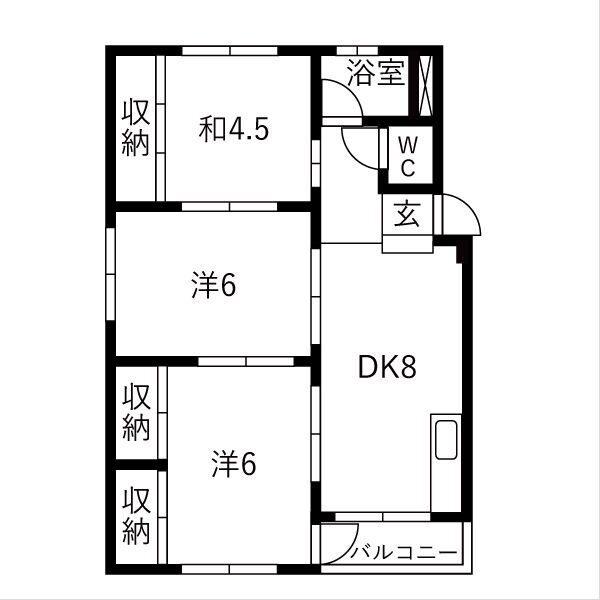 朝霧ビル(3DK/4階)の間取り写真