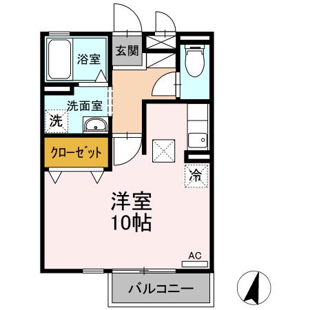ドミールさつき(ワンルーム/1階)の間取り写真