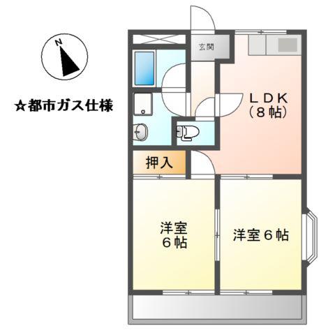 サニー加島(2DK/2階)の間取り写真