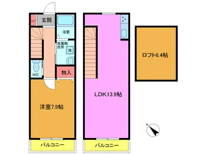 ボワ・リジェール・トワ(1SLDK/1階)の間取り写真