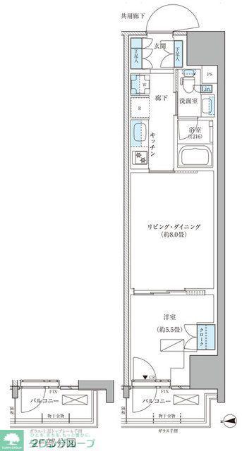 パークアクシス品川天王洲アイル(1LDK/2階)の間取り写真