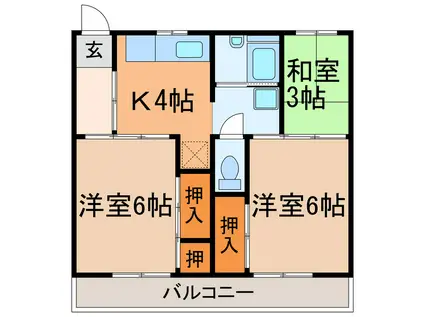 ビレッジハウス東野(3K/3階)の間取り写真