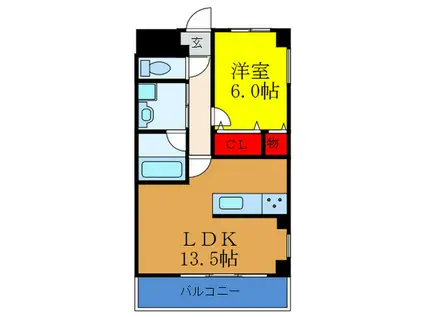 アラロマーナTAMATANI ANNEX(1LDK/4階)の間取り写真