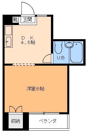 樋又ハイツ(1DK/2階)の間取り写真