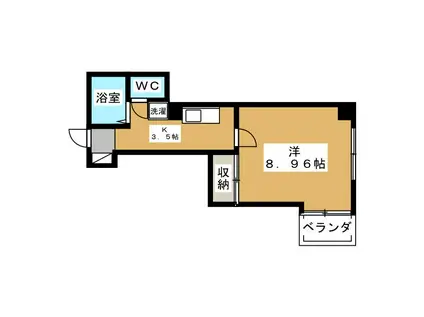 ベルメッソさんぽ館(1K/3階)の間取り写真
