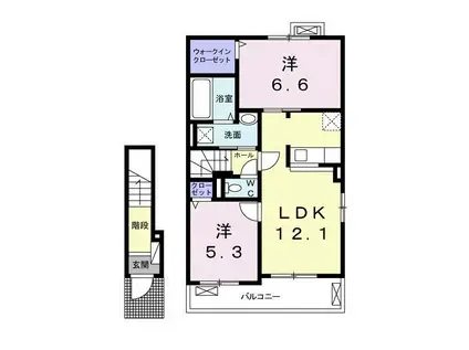 グラーテス II(2LDK/2階)の間取り写真