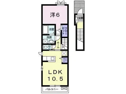 アクア・クレメント六番館(1LDK/2階)の間取り写真