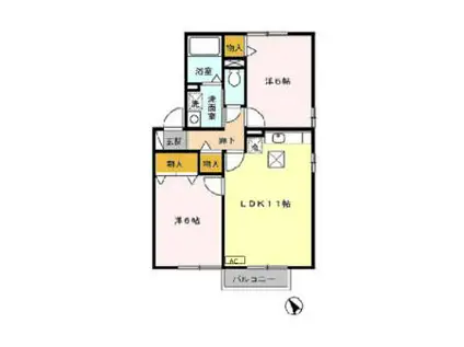 グレースヒルBC(2LDK/1階)の間取り写真