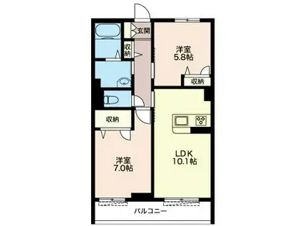 カーサ・アネーロ湘南(2LDK/1階)の間取り写真