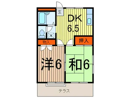 モンシャトーのぢ(2DK/1階)の間取り写真