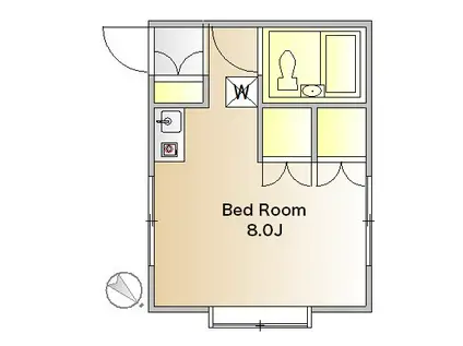 ムツミハイツ(ワンルーム/2階)の間取り写真