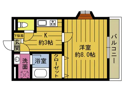 オーパスワン(1K/4階)の間取り写真