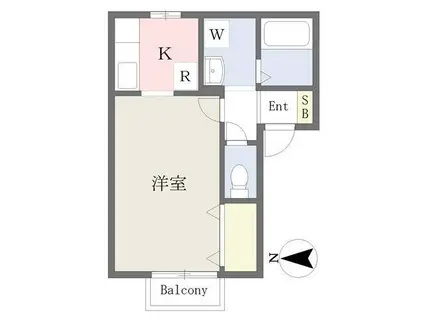 プラスハウス幸町(1K/1階)の間取り写真