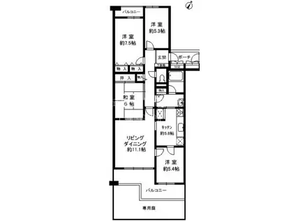 メゾン千里山B(4LDK/1階)の間取り写真