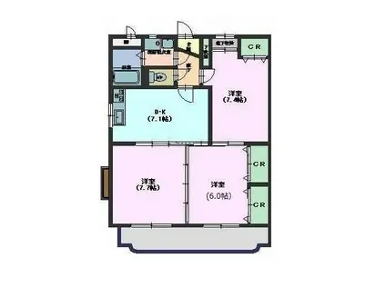 すずらん館 A(3DK/2階)の間取り写真