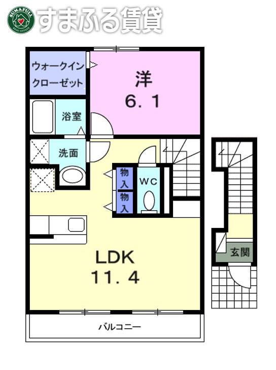 シリウス相生(1LDK/2階)の間取り写真