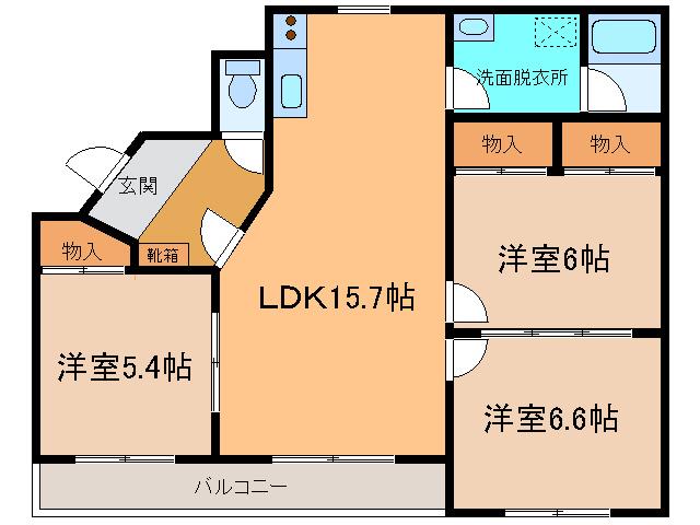 クレセール(3LDK/1階)の間取り写真
