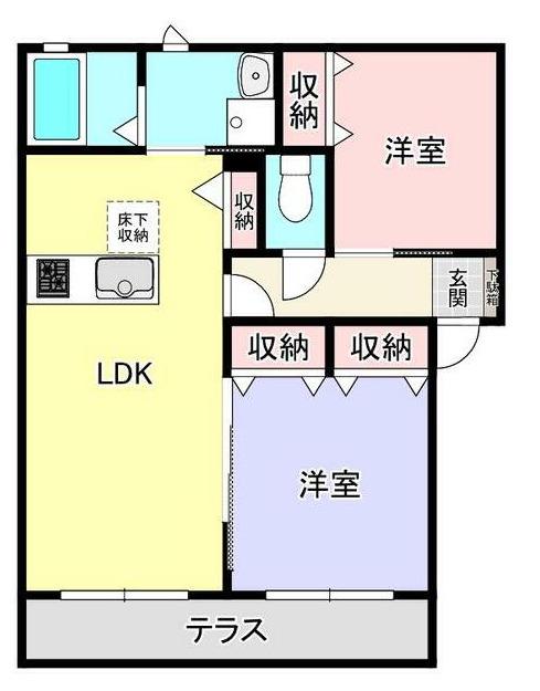 アディエス(2LDK/1階)の間取り写真