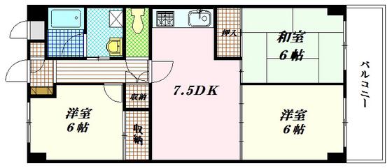 東邦マンション(3DK/5階)の間取り写真