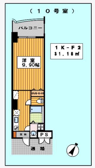 ロイヤルリバービュー143(1K/14階)の間取り写真