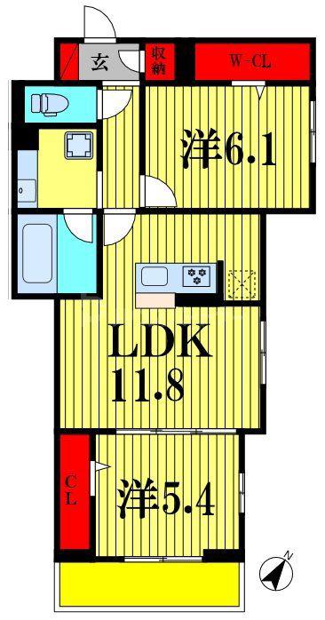 レジデンスヒルトップX XI X(2LDK/3階)の間取り写真