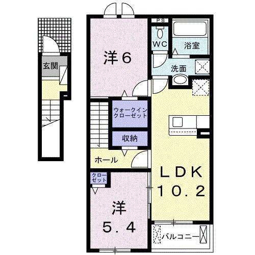 パークサイドベル II(2LDK/2階)の間取り写真