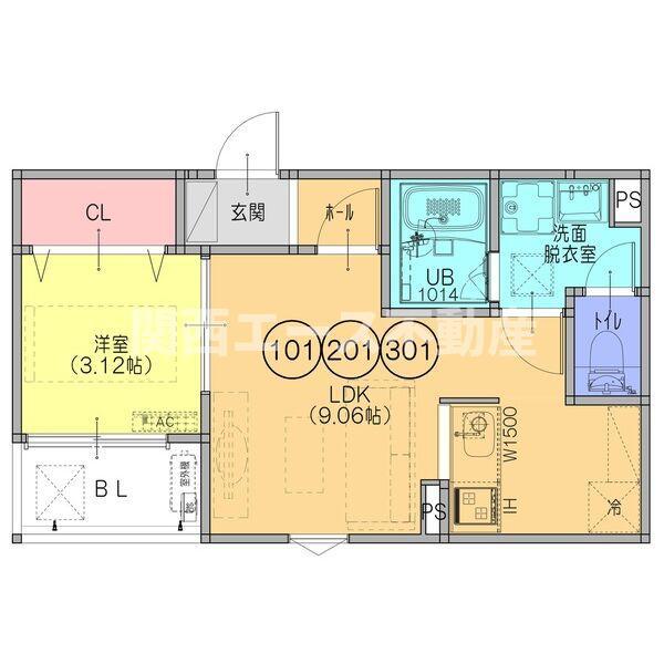FSTYLE東大阪市本庄1号館(1LDK/1階)の間取り写真